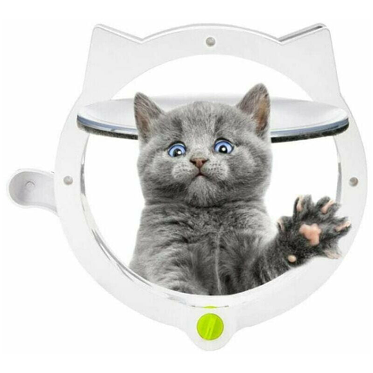 Monly - Pet Door Flap, Locking Interior Walls or Hidden Litter Boxes - Easy to Install - Suitable for Small to Medium Sized Cats (White)