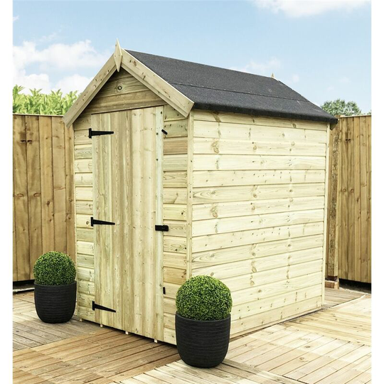 7 x 4 Premier Windowless Pressure Treated Tongue And Groove Apex Shed With Higher Eaves And Ridge Height And Single Door
