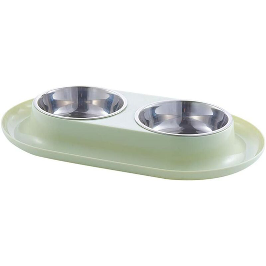 Echoo - Double Dog Bowl, Cat And Dog Bowl, Stainless Steel Cat And Dog Bowl With Non-Skid
