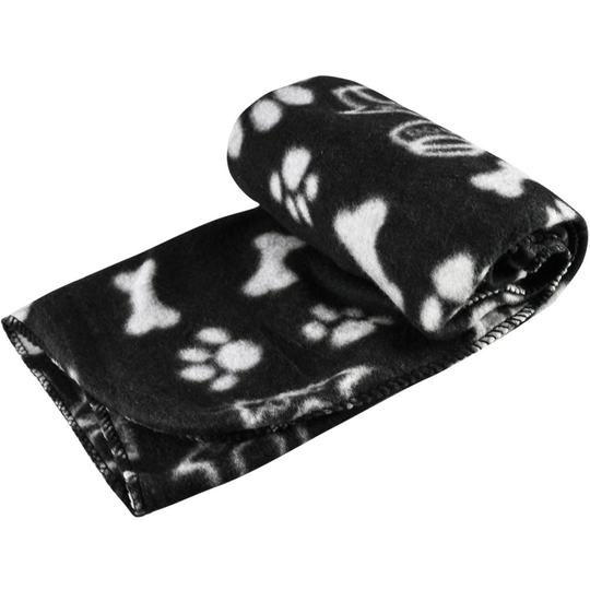 (Black (Mixed Pattern), Regular) Pet Blanket Dogs & Puppy Cat Soft Warm Fleece Bed Travel Basket Car Paw Print