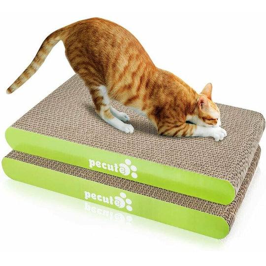Bearsu - Pieces Cat Scratcher, Petcute Wear-Resistant Non-Slip Cat Scratcher, Corrugated Cardboard Cat Scratcher with Catnip, Scratching Scratching