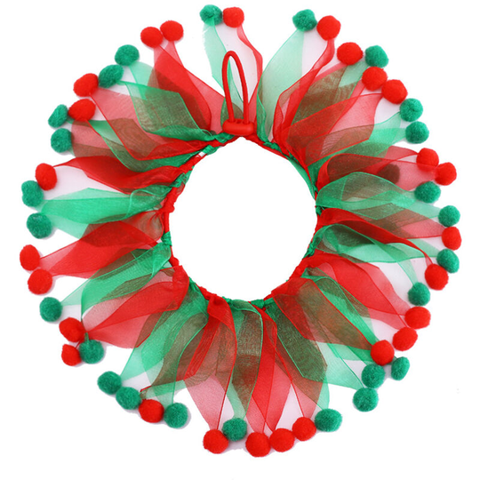 1Pc Mardi Gras Pet Collar Accessory Adjustable Dog Mardi Gras Holiday Costume Collar with Pompom Ball Collar for Dog Cat Gift s (large neck