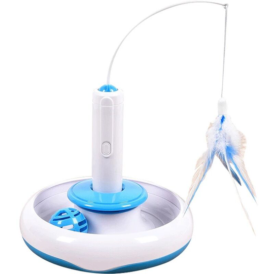 Interactive Cat Toy Indoor Toy with Electric 360°Rotating Feather Toys and Buzzer Bell Ball Intelligence Toy Game Pen