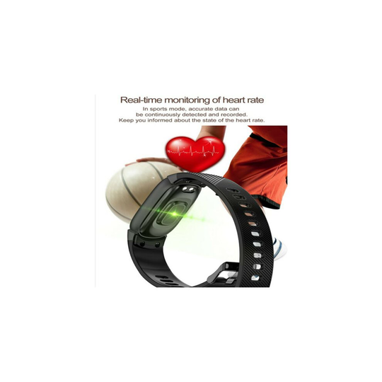 (Black) Bluetooth Smart Watch Heart Rate Blood Pressure Fitness Fit bit Sport Tracker