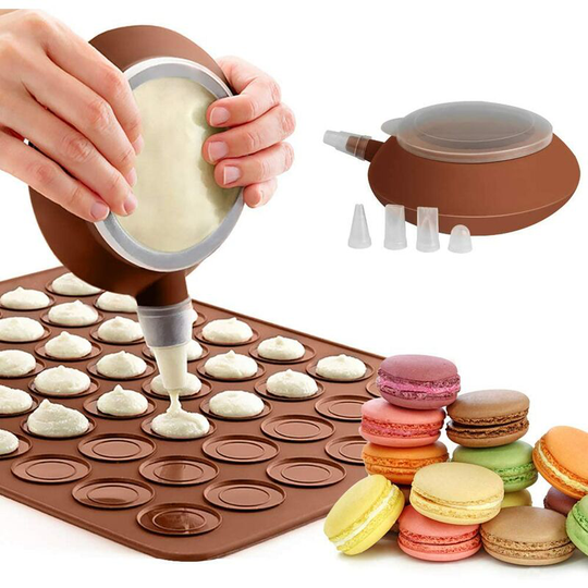 Macaron Silicone Baking Mat Form Set, Non-Stick Macaroon Baking Tray, French Macarons Baking Set with Decoration Pen, Cupcakes, Desserts