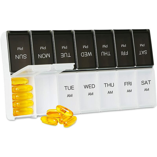 Sun Flowergb - Oversized pill organizer, 2 times a day, weekly morning afternoon pill organizer, 7 day pill organizer, day and night pill organizer,