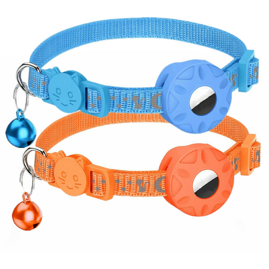 Cute cat collar, Blue + orange 2pc, 1 set