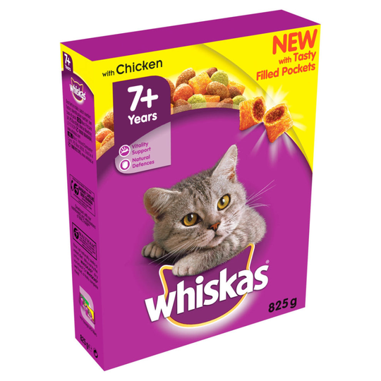 Whiskas Dry Senior With Chicken 825g (Pack of 5)