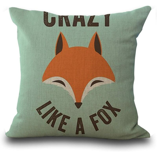 Cushion Covers(45cmx45cm/18x18 Animal Series Kids Cartoon Hand Painted Fox Cute Pattern Fox Gray beige Cotton linen cushion for sofa