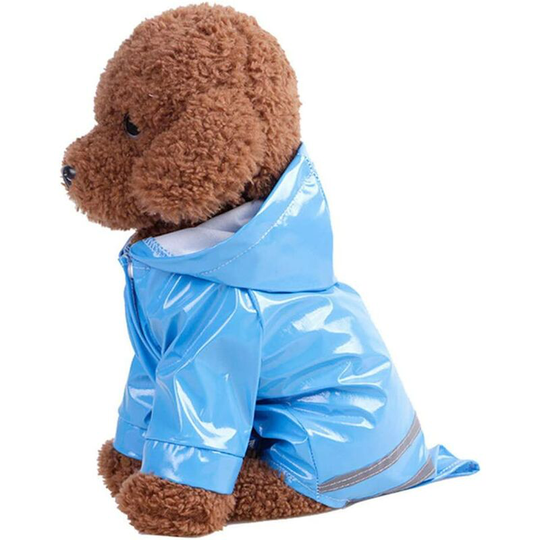 Outdoor Pet Rain Coat with Waterproof Hood Jackets pu Reflective Raincoat for Cats Clothing Cats Clothes m Blue