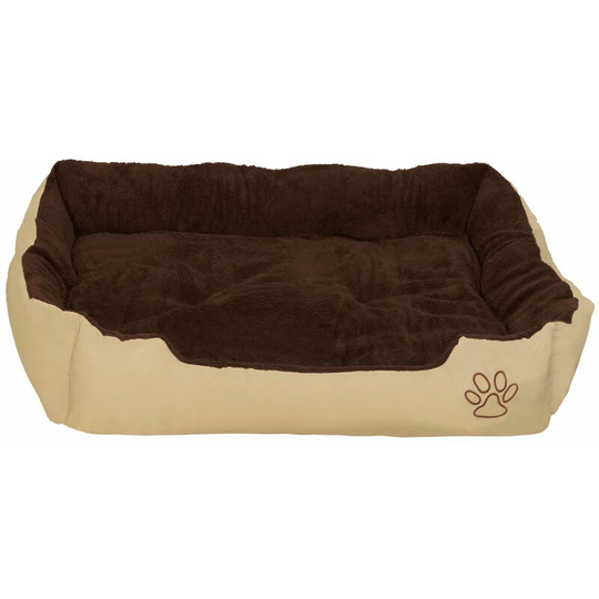 Dog bed Foxi made of polyester - cat bed, luxury dog bed, pet bed - 110 x 80 x 18 cm - brown/beige