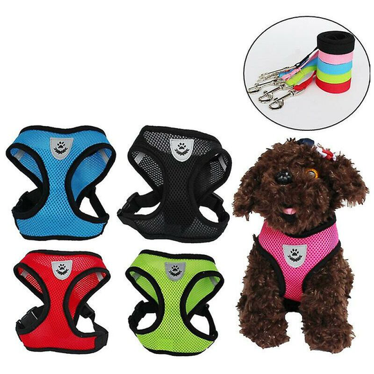 Cat Dog Harness Adjustable Vest Walking Leash For Puppy Dogs Collar Polyester Mesh Harness For Small Medium Dog Cat Pet(Pink)