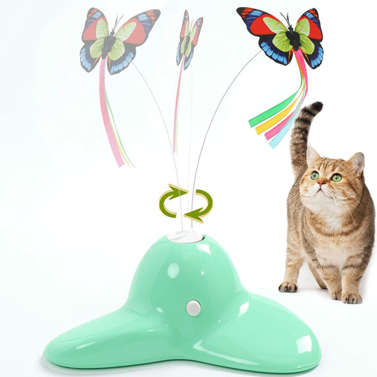 Interactive Indoor Cat Toy with 360° Rotating Butterfly (Green)
