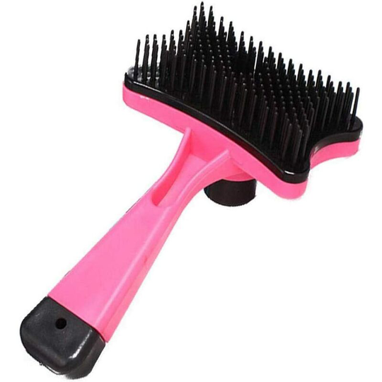 Pet Brush Dogs and Cats Self-Cleaning Pet Bath Comb ,Pet Grooming Tool - 1-Click Cleaning (Pink)