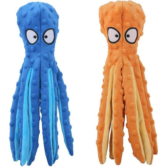Dog Squeaky Toys Octopus - No Stuffing Crinkle Plush Dog Toys for Puppy Teething, Durable Interactive Dog Chew Toys for Small, Medium and Large Dogs