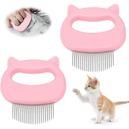 Cat Comb,Cat Brush,Cat Massage Comb,Cat Grooming,Pet Comb and Massage Brush (2 pieces, Pink)