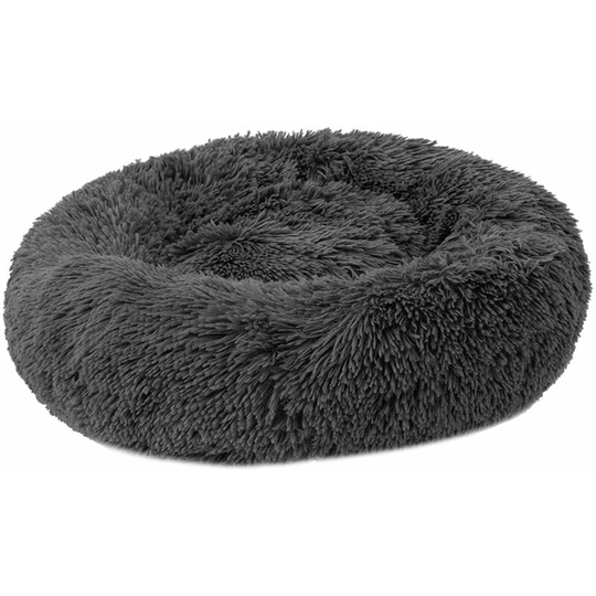 Cat Cushion and Mat Soft Plush Round Pet Bed Cat Bed Soft Bed for Cats Small Dogs - Dark Gray - 50cm