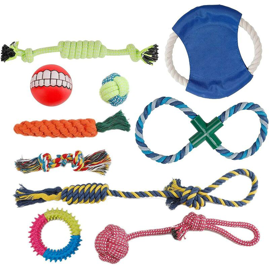 Puppy Toys, Dog Toys, Dog Chews, Interactive Chews, Chew Toys, Puppy Teething Straps and Plush Dog Toys (10pcs/pack)
