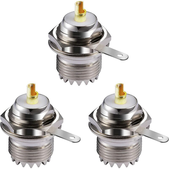 3PCS SO239 Bulkhead Connectors uhf Female SO-239 Bulkhead Nut Handle Bridge Clip Solder Cup Panel Mount Straight Connector Coaxial Adapter