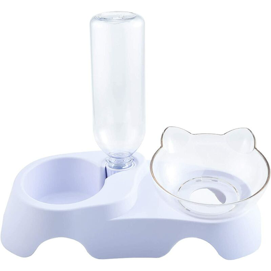 Cat Bowls, Cats Food Bowl with Raised Stand, 2 in 1 Automatic Slow Feeder for Kitten Puppy