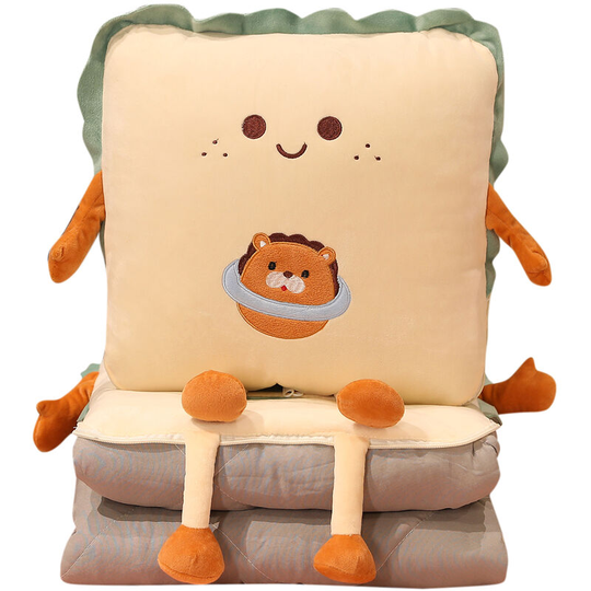 Lifcausal - 2-in-1 Blanket Pillow Folding Blanket Extend Throw Pillows for Home Office Car Safa (Brown Lion-45X45cm)