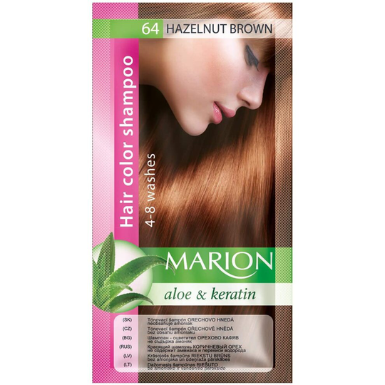 Marion Hair Color Shampoo in Sachet Lasting 4-8 Washes - 64 - Brown Nuts
