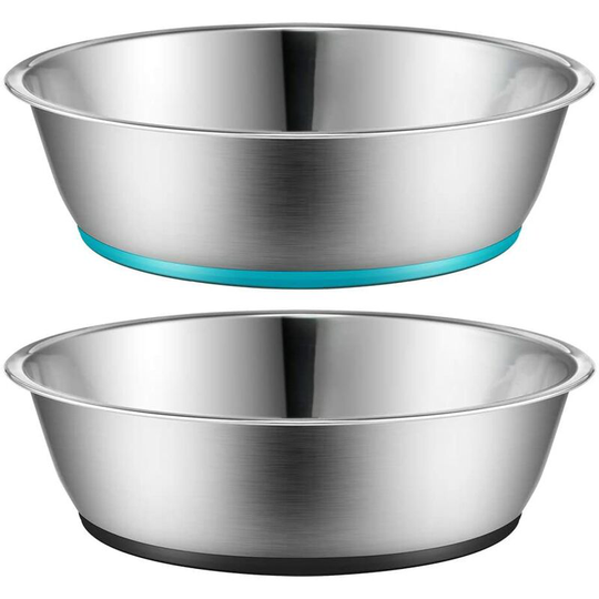 Set of 2 stainless steel bowls for puppies, dogs, cats or kittens.