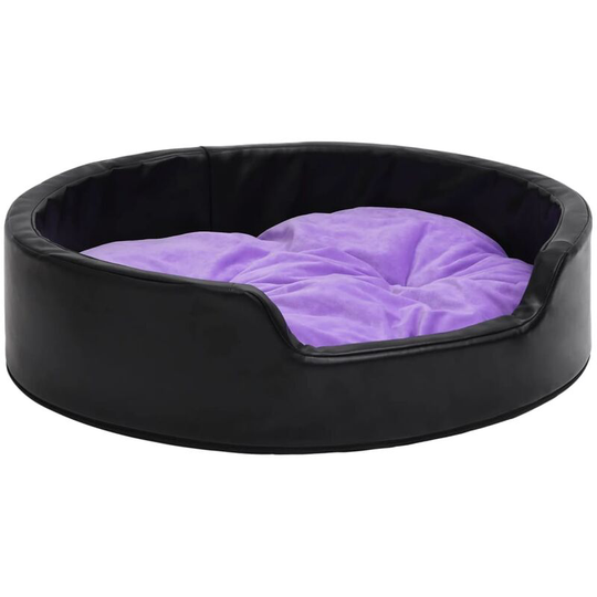 Dog Bed Black and Purple 69x59x19 cm Plush and Faux Leather Vidaxl Black