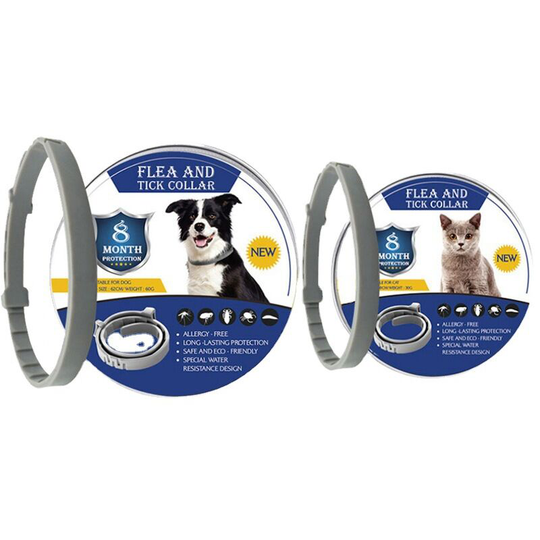 2pcs Anti-mosquito, flea, tick and lice collar for small, medium and large breed puppies (grey).