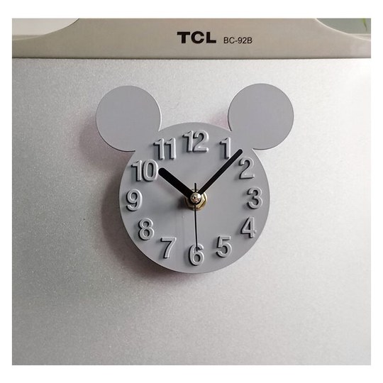 Modern Design Mickey Mouse Big Numbers 3D Fridge Stick Clock Wall Watch -Grey - Muff