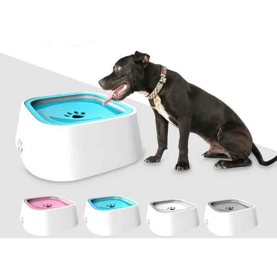 Splash proof pet water bowl, avoid slowly floating water bowl with wet mouth, blue