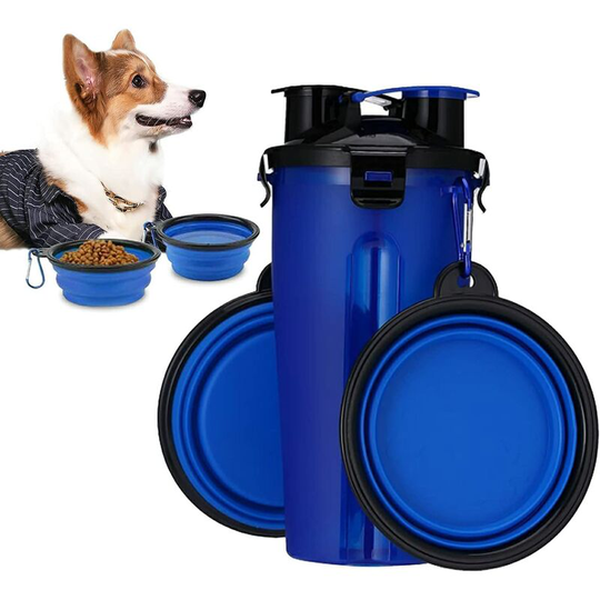Sun Flowergb - Dog Water Bottle with 2 Collapsible Bowls Portable 2 in 1 Water Bottle and Food for Dogs Cat Pets, Travel Bottle for Walking,