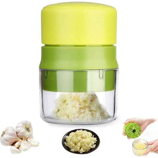 Garlic Press, Premium Garlic Press Professional Garlic Press Cut Easy to Clean and Very Durable with Storage Jar, for Garlic, Nuts and Peanuts,