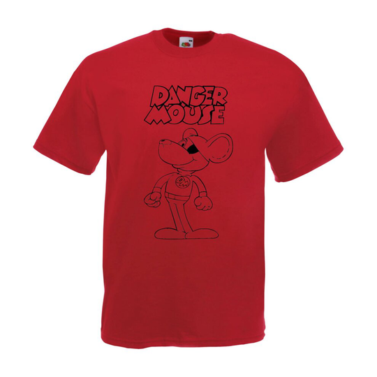(Brick Red, M) Retro Danger Mouse Inspired Graphic High Quality T-Shirt, Tee, Men's, Unisex