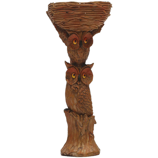 Birdbath Bird Feeder Outdoor Polyresin Owl Garden Decoration Yard Ornament