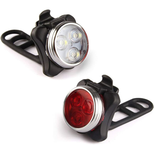 Usb rechargeable bike light set, super bright front and rear headlight
