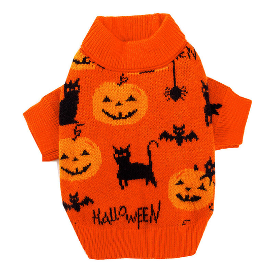 Dog Halloween Costumes Pumpkin Pet Sweaters Funny Puppy Cat Knitwear Clothes Holiday Party Outfit Apparel for Small Midum Dogs-L