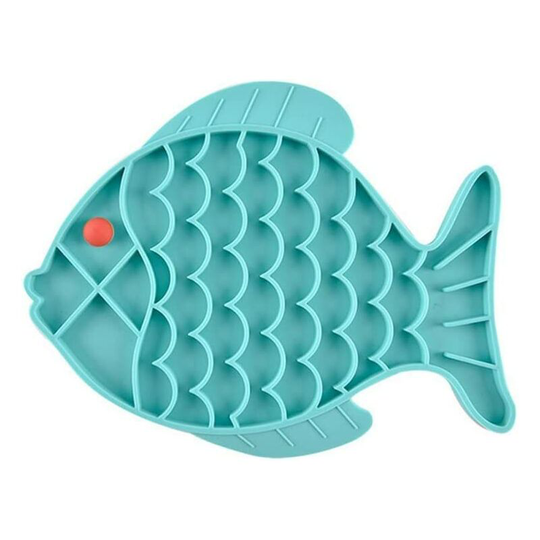 Anti-Glutting Silicone Bowl For Cats And Dogs - Relieves Digestion , Fish , Blue