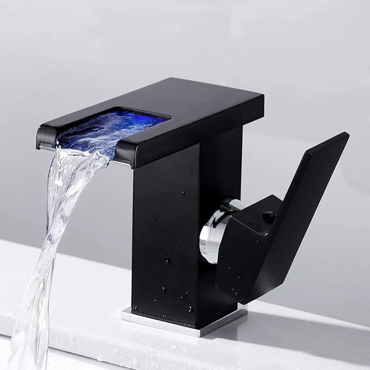 Waterfall led Bathroom Faucet, Black
