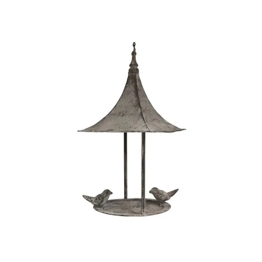 Round Bird Feeder In Patinated Iron Tray Bird Feeder