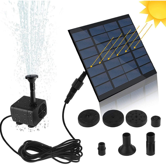 Solar Fountain Pump With 6 Nozzles, For Bird Bath, Garden Decoration