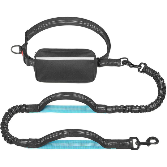 Heguyey - Dog leash for running dogs Freehand leash dog leash kit Running dog leash Anti-pull belt leash with pocket Belt handle Reflective stitching