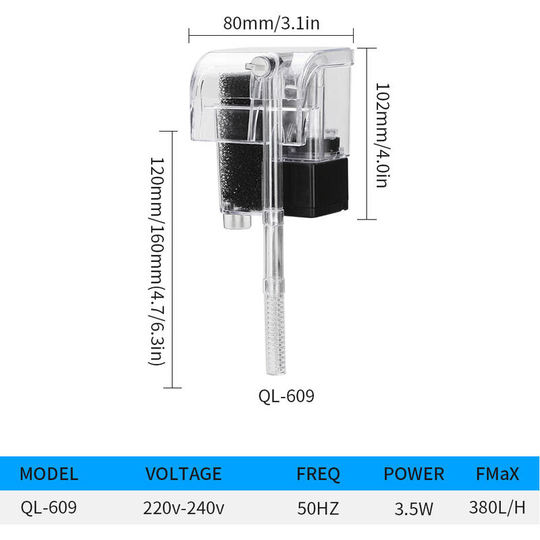Waterfall Wall Filter External Filter Aquarium Oxygen Pump