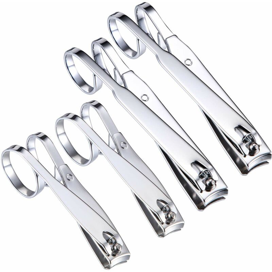 Ilovemilan - 4 PacksGrip Nail Clipper 360-Degree Rotating Head Scissor Grip Toenail Clippers Stainless Steel Edge Fingernail Clipper Set, Large and