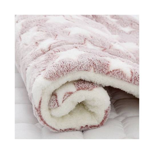 (Pink Star, 89*68cm) hot! Pet Cat Puppy Dog Soft Fluffy Blanket Bed Mattress Kennel Crate Home Mat!