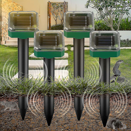 4 Pack Ultrasonic Pet Repellent Ip65 Rodent Repellent Solar Ultrasonic