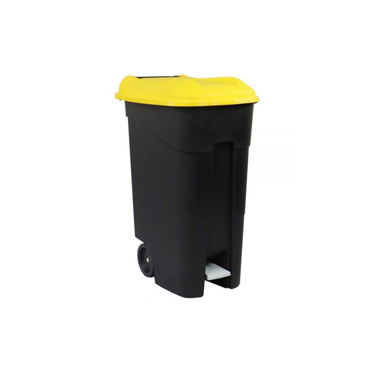 (Yellow) Pedal Operated Wheeled Litter Bin - 80 Litre
