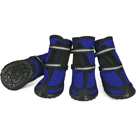 Protective Dog Boots Waterproof Set, Non-Slip Dog Shoes with Adhesive Buckle Reflective Straps Warm Dog Shoes Heavy Duty for Dogs Blue s