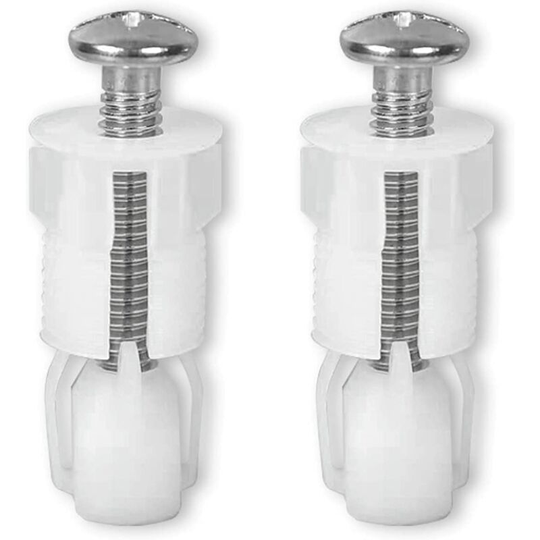 Aougo - Toilet Seat Screws, 2 Pcs Toilet Seat Top Blind Hole Fixings, Toilet Seat Hinges, Nylon Expanding Nuts, White Fixing Screws for Toilet Lids,