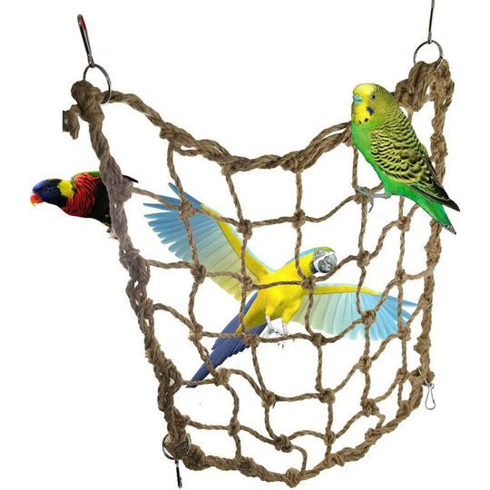 Betterlifegb - 1pcs durable parrot net hemp rope with crochet bird climbing net swing ladder hammock toy for small u0026 way parrot
